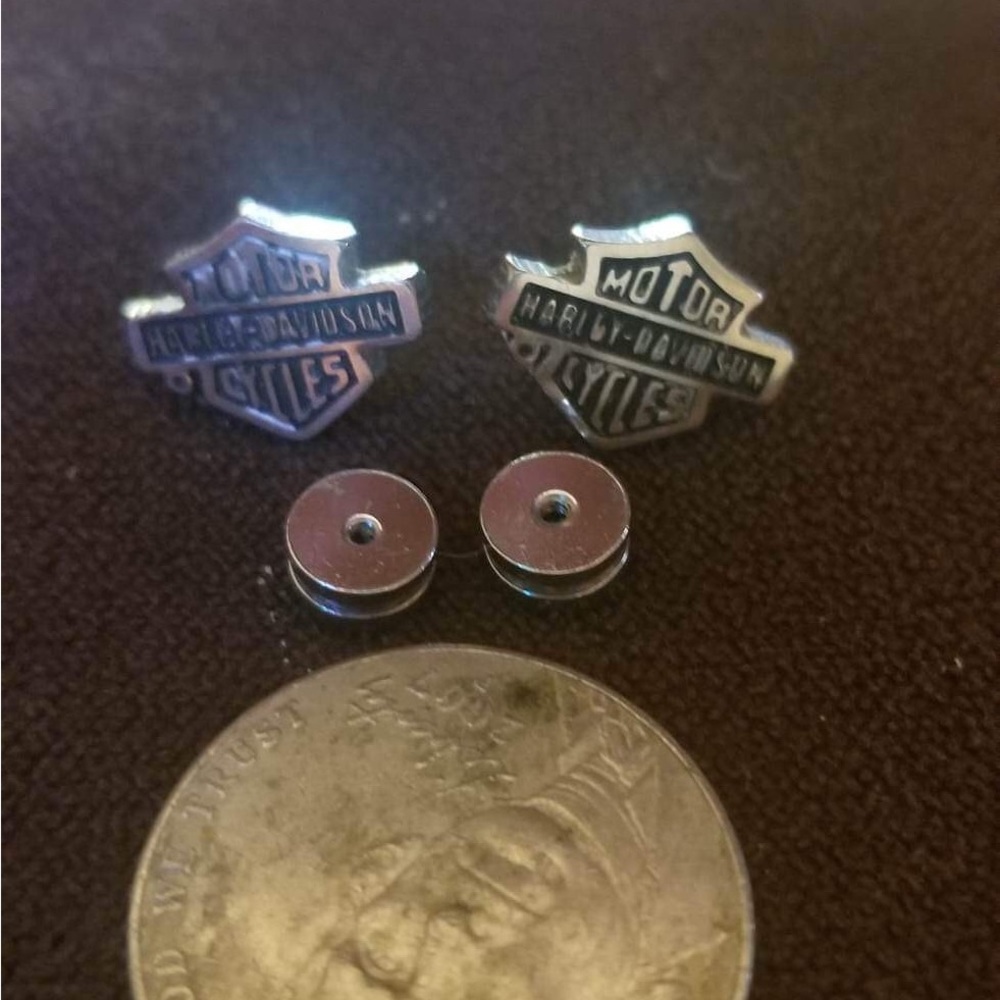 Harley Davidson Stainless Steel Post Earrings, Dainty